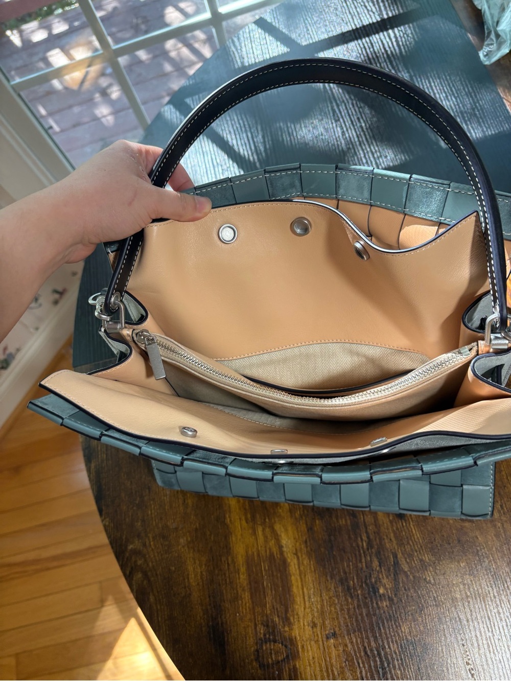 Tory Burch Lee Radziwill Leather Woven Double Satchel - Picture 6 of 7